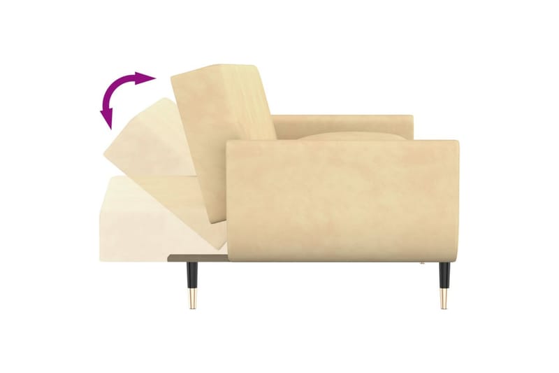 2-personers sovesofa med 2 puder fløjl cremefarvet - Creme - Møbler - Sofaer - Sovesofaer