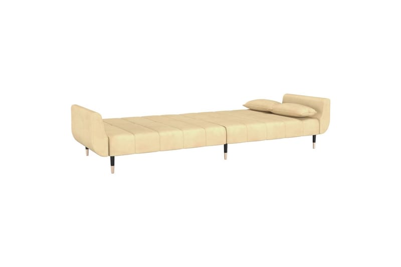 2-personers sovesofa med 2 puder fløjl cremefarvet - Creme - Møbler - Sofaer - Sovesofaer