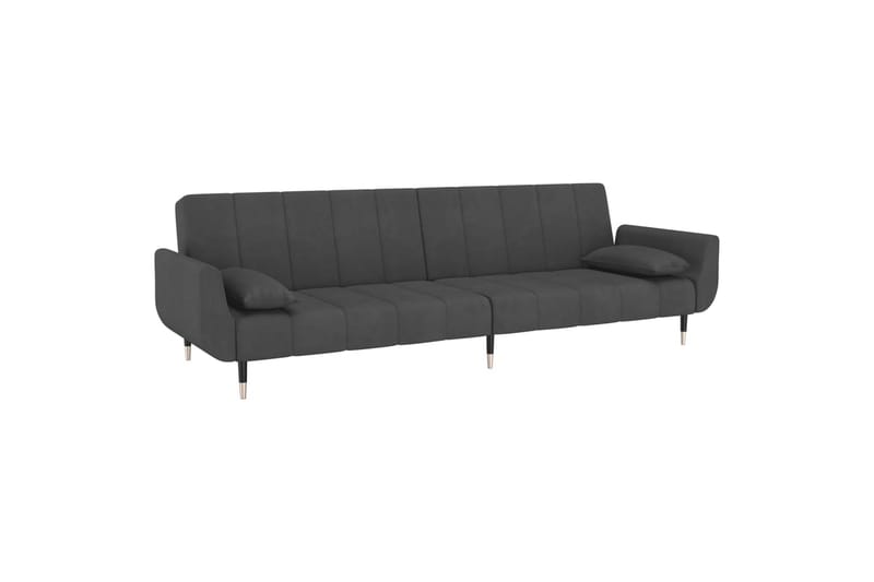 2-personers sovesofa med 2 puder fløjl mørkegrå - Grå - Møbler - Sofaer - Sovesofaer