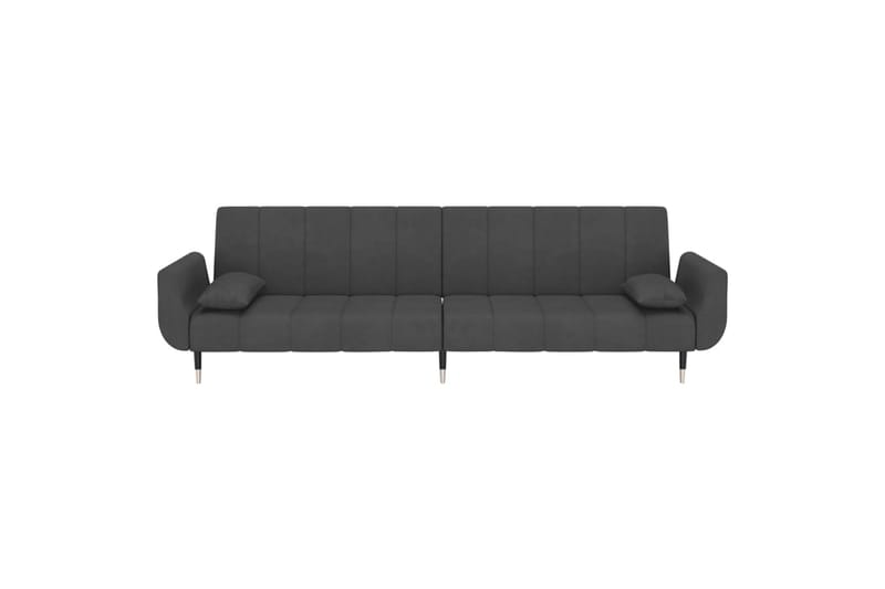 2-personers sovesofa med 2 puder fløjl mørkegrå - Grå - Møbler - Sofaer - Sovesofaer