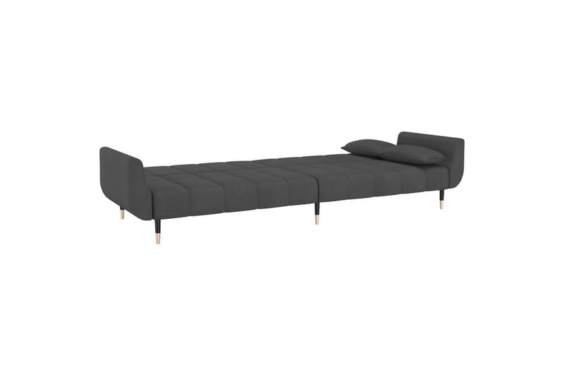 2-personers sovesofa med 2 puder fløjl mørkegrå - Grå - Møbler - Sofaer - Sovesofaer