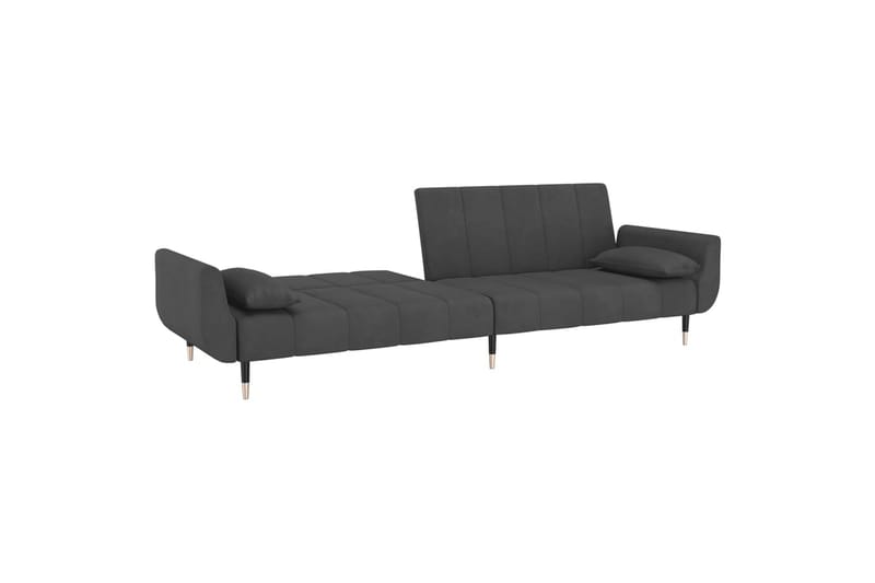 2-personers sovesofa med 2 puder fløjl mørkegrå - Grå - Møbler - Sofaer - Sovesofaer