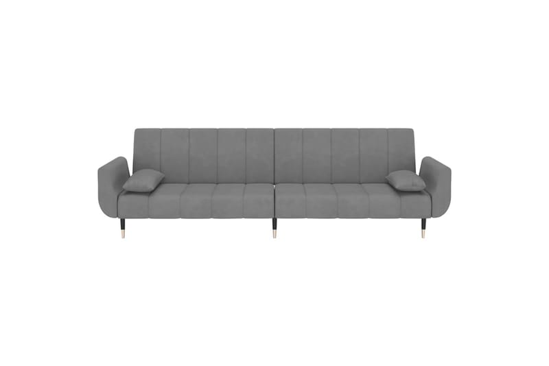 2-personers sovesofa med 2 puder fløjl lysegrå - Grå - Møbler - Sofaer - Sovesofaer