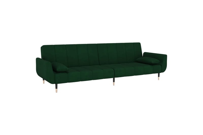 2-personers sovesofa med 2 puder fløjl mørkegrøn - Grøn - Møbler - Sofaer - Sovesofaer
