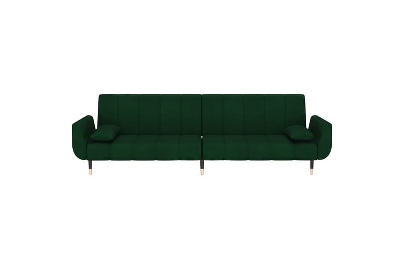 2-personers sovesofa med 2 puder fløjl mørkegrøn - Grøn - Møbler - Sofaer - Sovesofaer