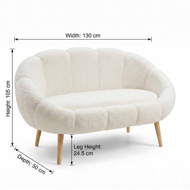 2-personers sofa Atelier Del Sofa Lida (130 x 105 x 50 cm) Hvid - Møbler - Sofaer - 2 personers sofa