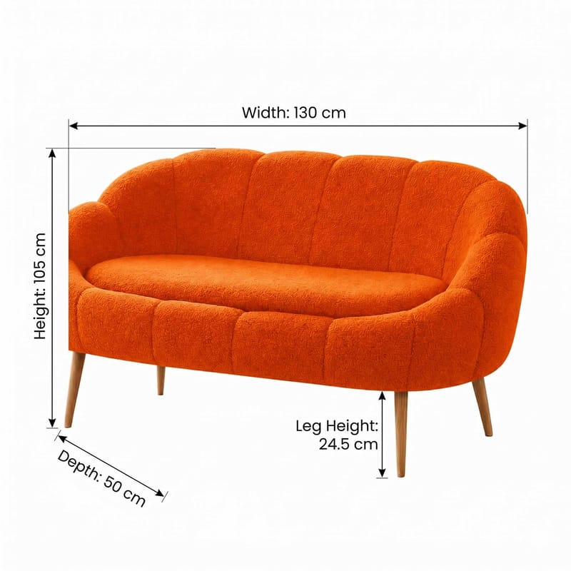 2-personers sofa Atelier Del Sofa Lida (130 x 105 x 50 cm) Orange - Møbler - Sofaer - 2 personers sofa