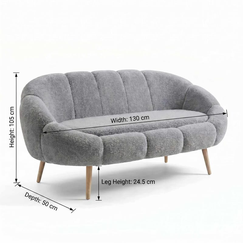 2-personers sofa Atelier Del Sofa Lida (130 x 105 x 50 cm) Grå - Møbler - Sofaer - 2 personers sofa