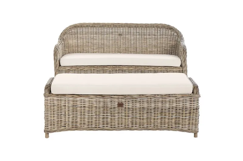 2.5-sitssoffa med fotpall Beliani Susua NO_BRAND Nature||Cream white - Møbler - Sofaer - Sofagrupper
