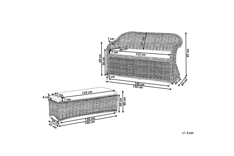 2.5-sitssoffa med fotpall Beliani Susua NO_BRAND Nature||Cream white - Møbler - Sofaer - Sofagrupper