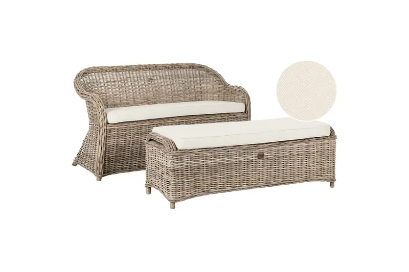 2.5-sitssoffa med fotpall Beliani Susua NO_BRAND Nature||Cream white, undefined