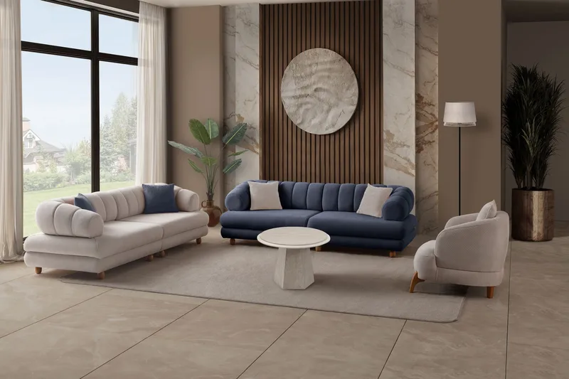 3-personers sofa Atelier Del Sofa Gloria (240 x 80 x 95 cm) Marineblå - Marineblå - Møbler - Sofaer - 3 personers sofa