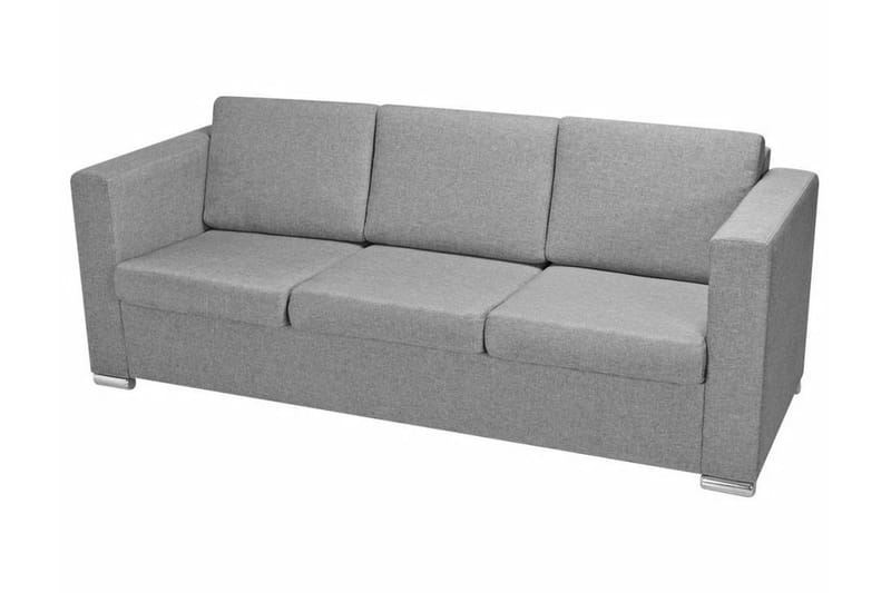 3-Personers Sofa Stof Lysegrå - Grå - 3 personers sofa