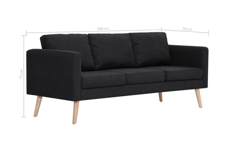 3-Personers Sofa I Stof Sort - Sort - 3 personers sofa