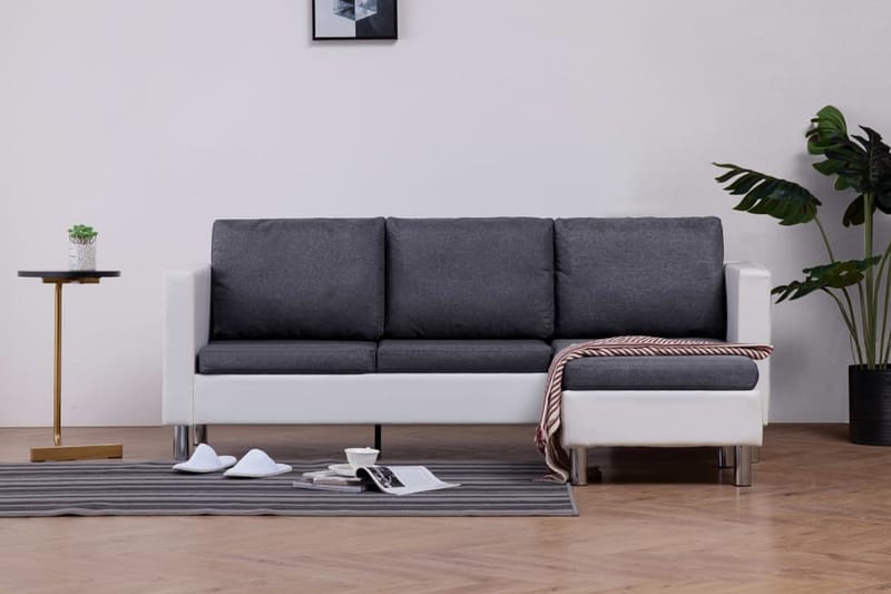 3-Personers Sofa Med Hynder Kunstlæder Hvid - Hvid - 3 personers sofa