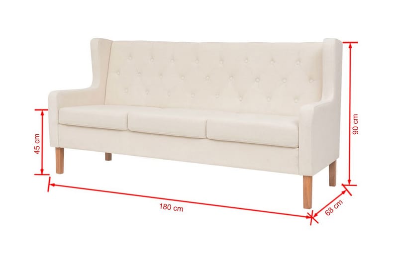 3-Personers Sofa Stof Cremehvid - Creme - 3 personers sofa