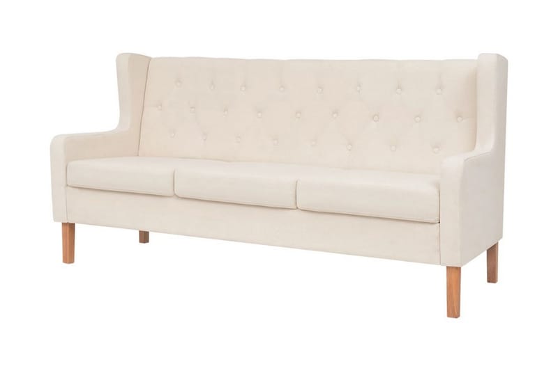 3-Personers Sofa Stof Cremehvid - Creme - 3 personers sofa