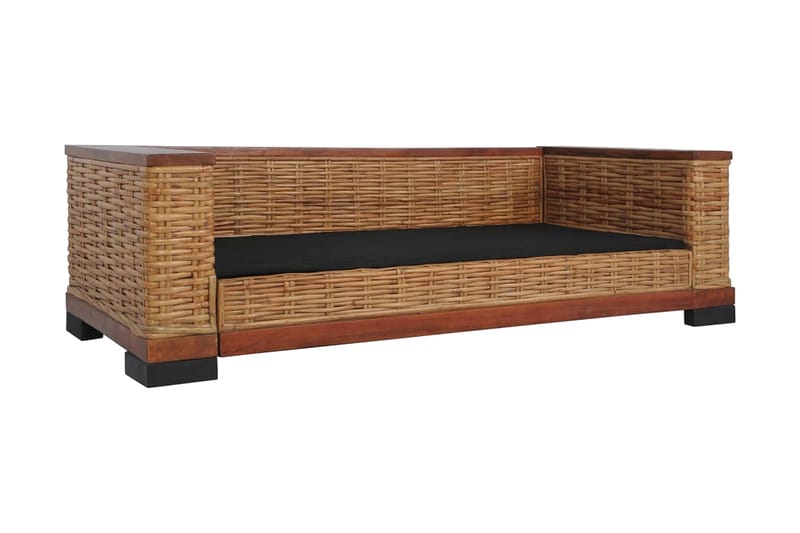 3-Personers Sofa Med Hynder Naturlig Rattan Brun - Brun - 3 personers sofa