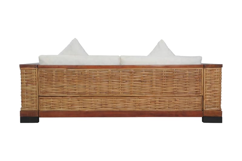 3-Personers Sofa Med Hynder Naturlig Rattan Brun - Brun - Havemøbler - Loungemøbler - Loungesofaer