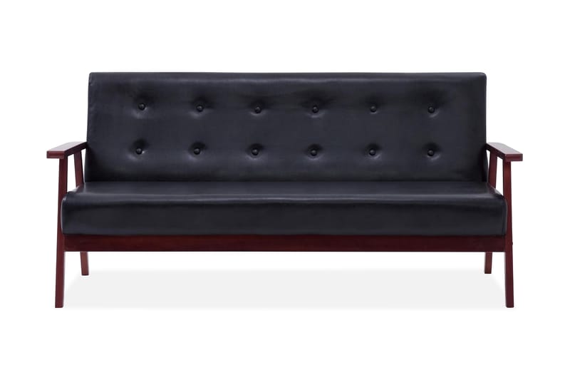 3-personers sofa kunstlæder sort - 3 personers sofa