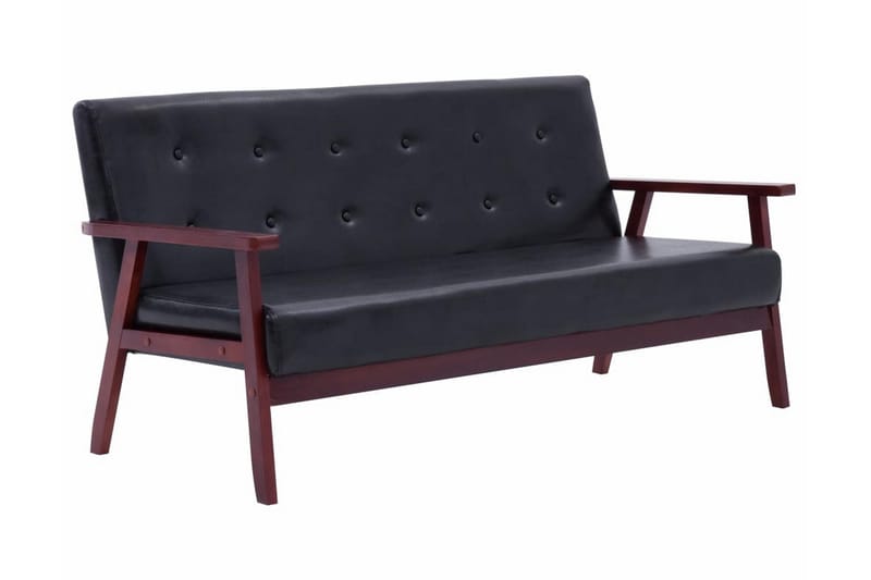3-personers sofa kunstlæder sort - 3 personers sofa