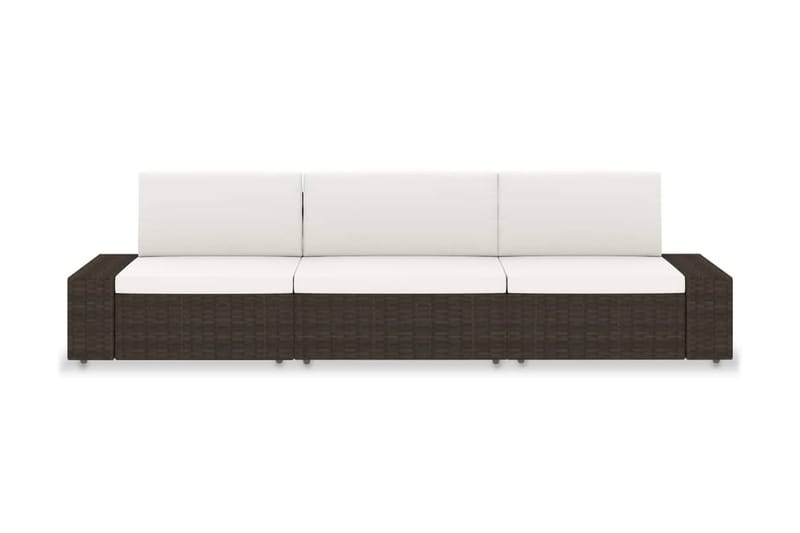 3-Personers Sofa Modulær Polyrattan Brun - Brun - Havemøbler - Loungemøbler - Loungesofaer
