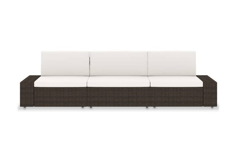 3-Personers Sofa Modulær Polyrattan Brun - Brun - 3 personers sofa