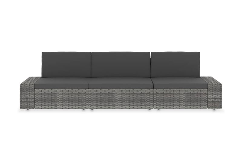 3-Personers Sofa Modulær Polyrattan Grå - Grå - Havemøbler - Loungemøbler - Loungesofaer