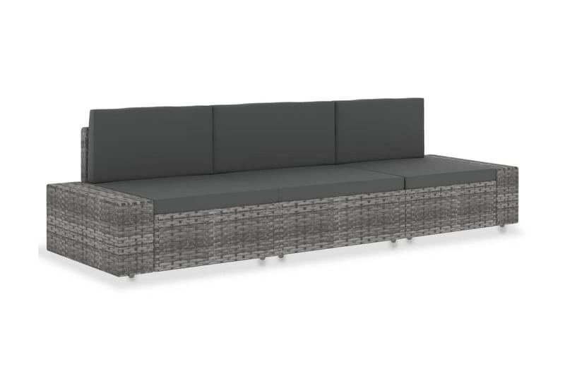 3-Personers Sofa Modulær Polyrattan Grå - Grå - Havemøbler - Loungemøbler - Loungesofaer