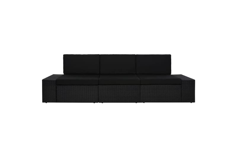 3-Personers Sofa Modulær Polyrattan Sort - Sort - Havemøbler - Loungemøbler - Loungesofaer