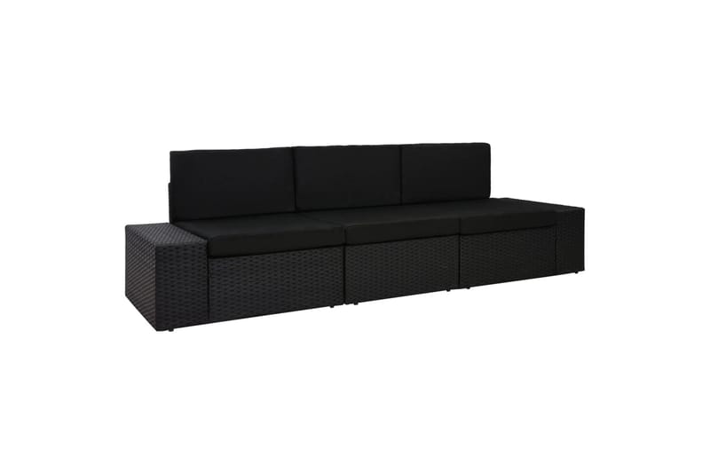3-Personers Sofa Modulær Polyrattan Sort - Sort - Havemøbler - Loungemøbler - Loungesofaer
