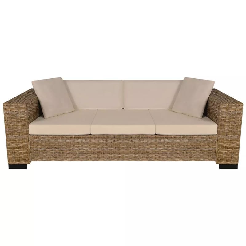 3-Personers Sofasæt I Otte Dele Ægte Rattan - Brun - Havemøbler - Loungemøbler - Loungesofaer