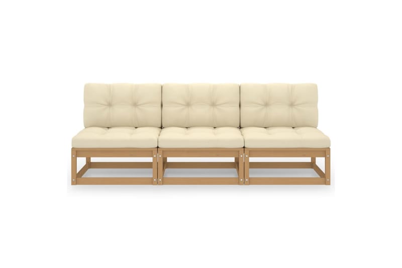 3-personers sofa med hynder massivt fyrretræ - Brun - Havemøbler - Loungemøbler - Loungesofaer