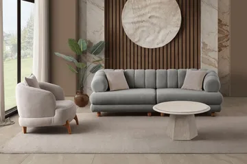 3-personers sofa Atelier Del Sofa Gloria (240 x 80 x 95 cm) Grå - Grå - Møbler - Sofaer - 3 personers sofa