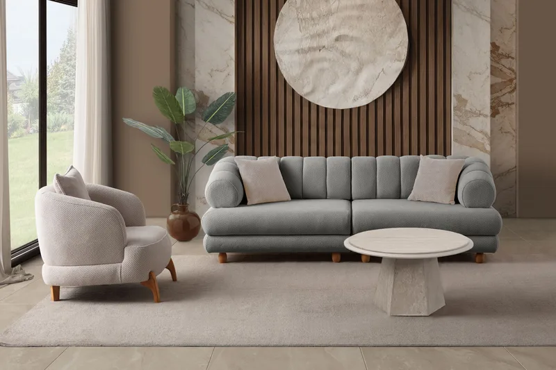 3-personers sofa Atelier Del Sofa Gloria (240 x 80 x 95 cm) Grå - Grå - Møbler - Sofaer - 3 personers sofa
