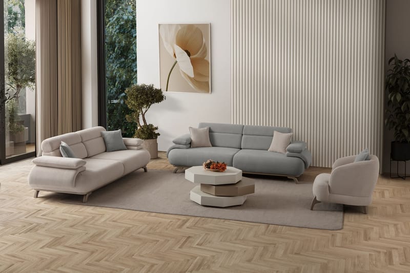 3-personers sofa Atelier Del Sofa Bonjo Silver (246 x 81 x 97 cm) Grå - Grå - Møbler - Sofaer - 3 personers sofa