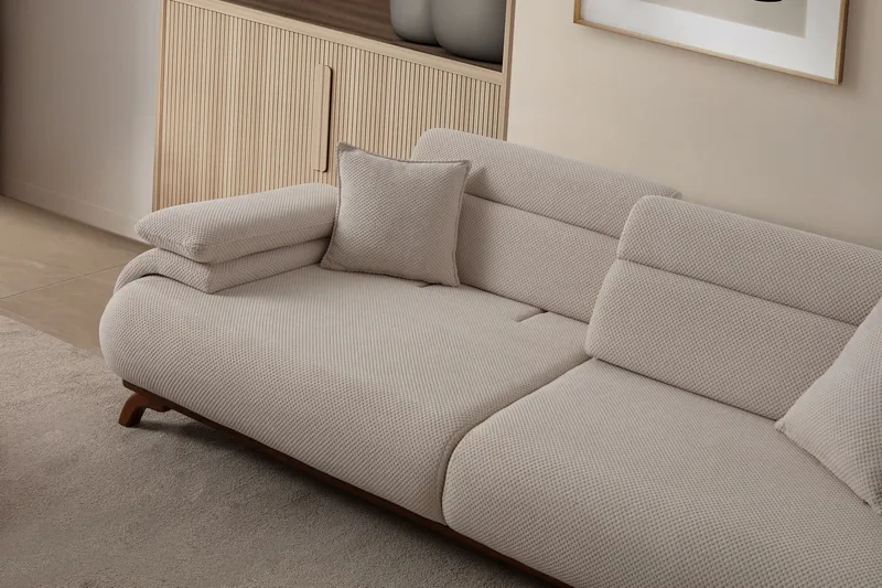 3-personers sofa Atelier Del Sofa Bonjo Valnød (246 x 81 x 97 cm) Beige - Beige - Møbler - Sofaer - 3 personers sofa