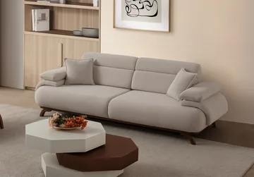 3-personers sofa Atelier Del Sofa Bonjo Valnød (246 x 81 x 97 cm) Beige - Beige - Møbler - Sofaer - 3 personers sofa