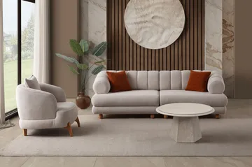 3-personers sofa Atelier Del Sofa Gloria (240 x 80 x 95 cm) Beige - Beige - Møbler - Sofaer - 3 personers sofa