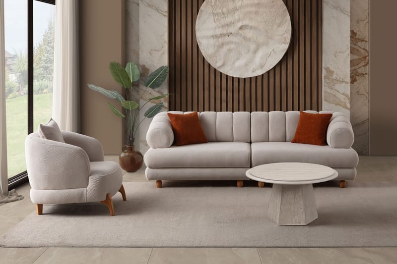 3-personers sofa Atelier Del Sofa Gloria (240 x 80 x 95 cm) Beige - Beige - Møbler - Sofaer - 3 personers sofa