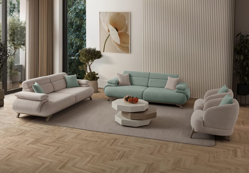 3-personers sofa Atelier Del Sofa Bonjo Silver (246 x 81 x 97 cm) Sea Green - Havgrøn - Møbler - Sofaer - 3 personers sofa
