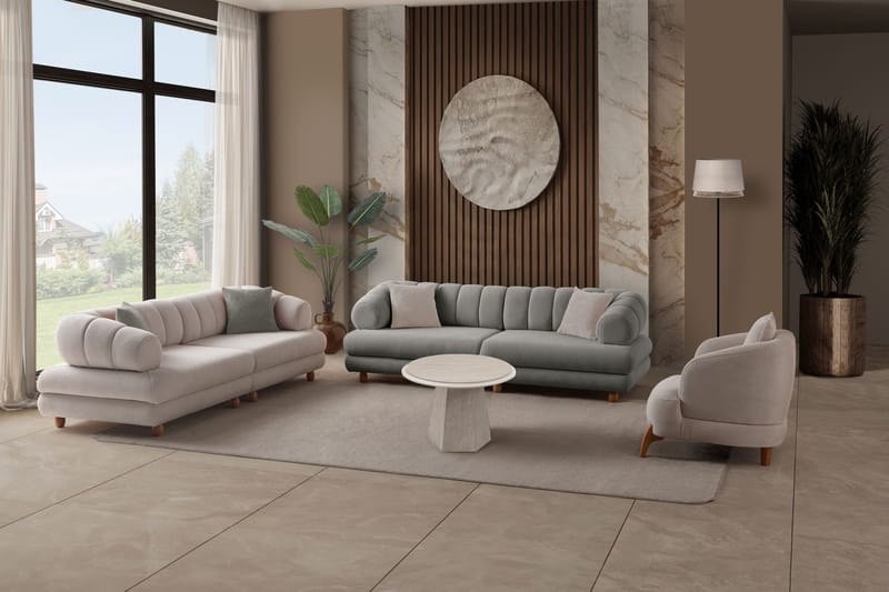 3-personers sofa Atelier Del Sofa Gloria (240 x 80 x 95 cm) Grå - Grå - Møbler - Sofaer - 3 personers sofa