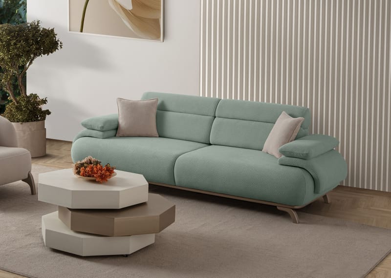3-personers sofa Atelier Del Sofa Bonjo Silver (246 x 81 x 97 cm) Sea Green - Havgrøn - Møbler - Sofaer - 3 personers sofa