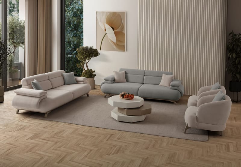 3-personers sofa Atelier Del Sofa Bonjo Silver (246 x 81 x 97 cm) Grå - Grå - Møbler - Sofaer - 3 personers sofa