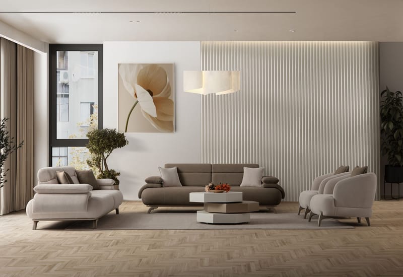 3-personers sofa Atelier Del Sofa Bonjo Silver (246 x 81 x 97 cm) Jord - Jord - Møbler - Sofaer - 3 personers sofa