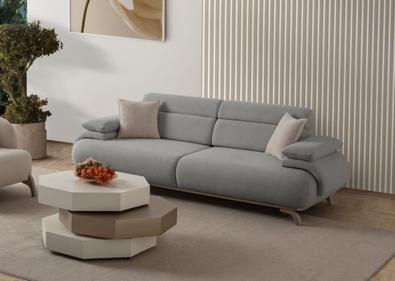 3-personers sofa Atelier Del Sofa Bonjo Silver (246 x 81 x 97 cm) Grå - Grå - Møbler - Sofaer - 3 personers sofa