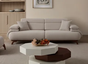 3-personers sofa Atelier Del Sofa Bonjo Valnød (246 x 81 x 97 cm) Beige - Beige - Møbler - Sofaer - 3 personers sofa