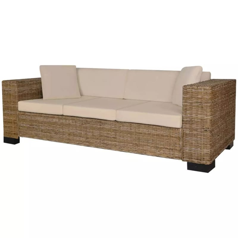 3-Personers Sofasæt I Otte Dele Ægte Rattan - Brun - Havemøbler - Loungemøbler - Loungesofaer