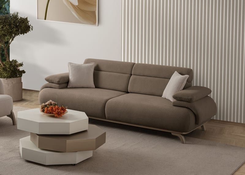 3-personers sofa Atelier Del Sofa Bonjo Silver (246 x 81 x 97 cm) Jord - Jord - Møbler - Sofaer - 3 personers sofa