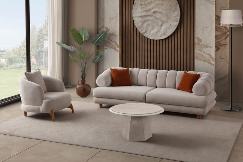 3-personers sofa Atelier Del Sofa Gloria (240 x 80 x 95 cm) Beige - Beige - Møbler - Sofaer - 3 personers sofa